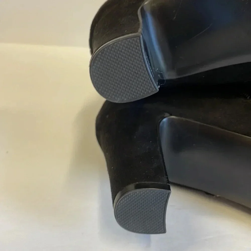 Impo Vernie wide Width Memory Foam Black Suede Heeled Ankle Boots